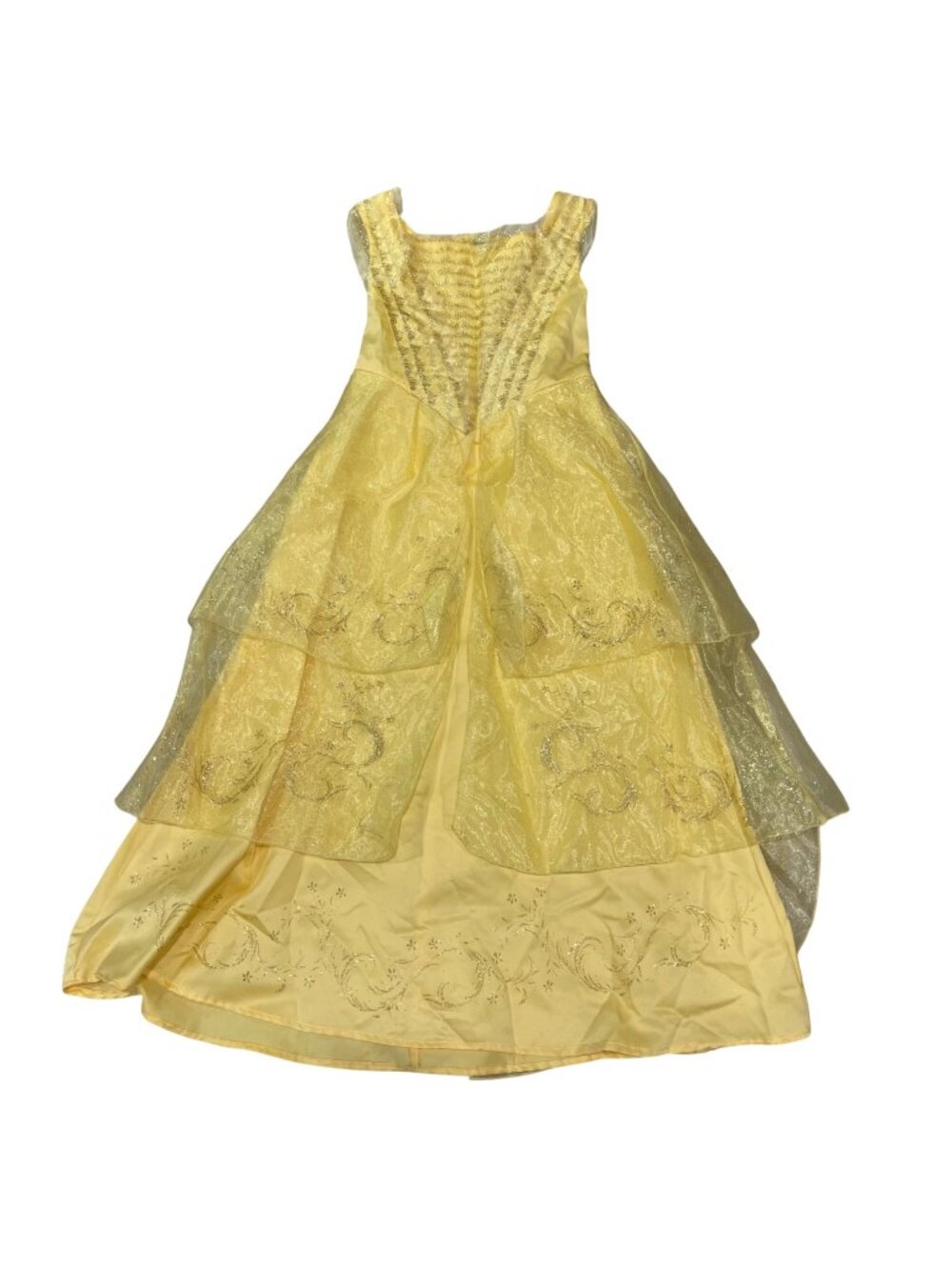 Disney Deluxe Belle Ball Gown Costume Girls Size M (7/8) Gold Glitter Princess